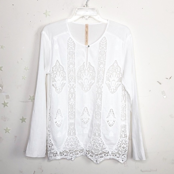 BAILEY 44 medium white embroidered BoHo tunic blouse - Picture 7 of 7